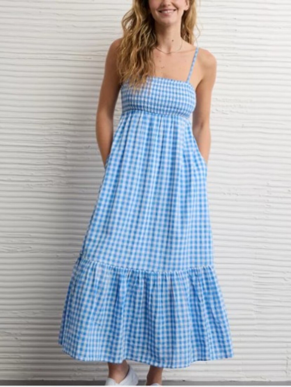 AE Smocked Babydoll Midi Dress